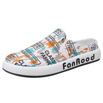 Summer Breathable Canvas Mules Man Backless Loafers Slipper Half Shoes For Men Slides Mens Slip On Flats Semi-Drag Casual Shoes 39