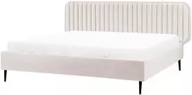Beliani Dvivietė veliūrinė lova BRIN 180 x 200 cm, smėlio spalvos