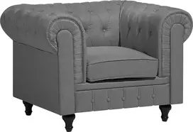 Beliani CHESTERFIELD fotelis šviesiai pilkas