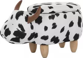 Fotelis Beliani Gyvūno formos pufas su daiktadėže COW baltas karvė