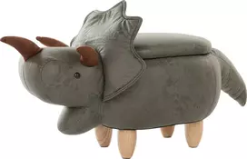 Beliani Gyvūno formos pufas su daiktadėže TRICERATOPS tamsiai žalias dinozauras