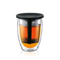 BODUM Tea TEA FOR Glass with Tea for Black Green Chinese Herbal and Fruit Plastic Glass Dishwasher Safe Teapot, Maker, ONE, Double-Walled Filter, juoda