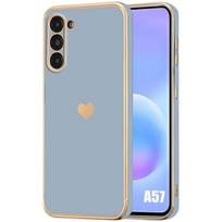 Coque Silicone - BOOLING - pour Samsung Galaxy A57 5G - Ultra Slim Anti-Rayures Motif Cœur - Bleu mėlyna