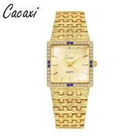 Cacaxi Vintage Square Watch Ladies Fashion Green Diamond Watch beige
