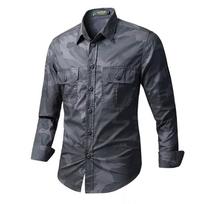 Men's Retro Camouflage Long Sleeve Workwear Shirt M
