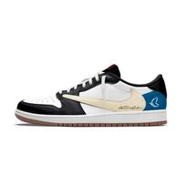 Jordan x Travis Scott Air Jordan 1 Fashion Low top Vintage Basketball Shoes Women's Blue DZ4137-700(Team1677-) 35.5