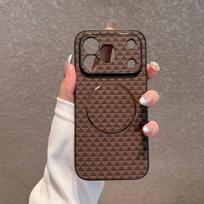 For Honor 600 Pro Case Magnetic Matte Grid Texture Vegan Leather Silicone Cover For Honor 600 Shell Shockproof Non-Slip Bumper Honor 600 tamsiai ruda spalva