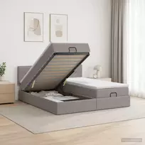 Reguliuojama lova su čiužiniu 2 vnt. Taupe Audinys