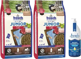 Bosch Petfood bosch Junior su ėriena ir ryžiais 1kg+1kg+lašišų aliejus 100ml