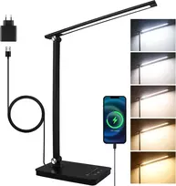 Akynite LED stalinė lempa su 42 LED, USB-C ir 5 spalvinės temperatūros režimais, juoda