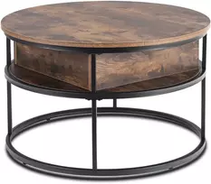 Mebel Elite Kavos staliukas ASTUR, pakeliamas stalviršis, Ø 80 cm, rustikinis ąžuolas / juoda
