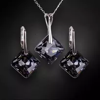 Diamond Sky Jewelry Sidabrinis papuošalų rinkinys moterims „Shimmer (Sidabrinis Night)“ su Swarovski® kristalais
