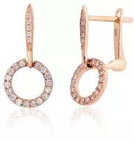 Diamond Sky Jewelry Raudono aukso 585 prabos auskarai su deimantais „Omega“
