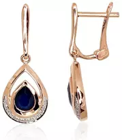 Diamond Sky Jewelry Auksiniai auskarai su deimantais ir safyrais „Royal III“