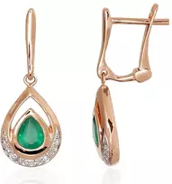 Diamond Sky Jewelry Auksiniai auskarai su deimantais ir smaragdais „Royal V“