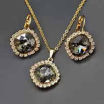 Diamond Sky Jewelry Papuošalų rinkinys moterims „Glare III (Sidabrinis Night)“ su Swarovski® kristalais