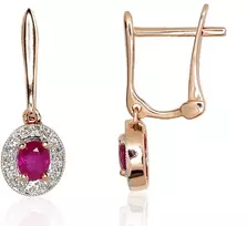 Diamond Sky Jewelry Auksiniai auskarai su deimantais ir rubinais „Sofia V“