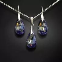 Diamond Sky Jewelry Sidabrinis papuošalų rinkinys moterims „Baroque (Tanzanite AB)“ su Swarovski® kristalais