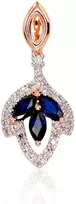 Diamond Sky Jewelry Raudono aukso 585 prabos pakabukas su deimantais ir safyrais „Aleksandrija“