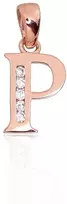 Diamond Sky Jewelry Raudono aukso 585 prabos raidės pakabukas su cirkoniais „P III“