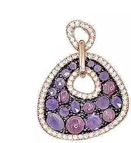 Diamond Sky Jewelry Raudono aukso 585 prabos pakabukas su deimantais ir ametistais „Saulėta Simfonija III“