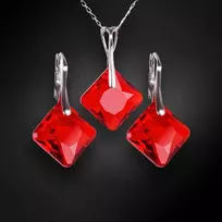 Diamond Sky Jewelry Sidabrinis papuošalų rinkinys moterims „Shimmer (Light Siam)“ su Swarovski® kristalais
