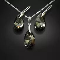 Diamond Sky Jewelry Sidabrinis papuošalų rinkinys moterims „Baroque (Sidabrinis Night)“ su Swarovski® kristalais