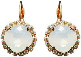 Diamond Sky Jewelry Auskarai „Glare III (Baltas Opal)“ su Swarovski® kristalais