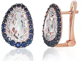 Diamond Sky Jewelry Raudono aukso 585 prabos auskarai su deimantais, topazais ir safyrais „Charlotte II“