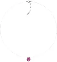 Diamond Sky Jewelry (Išskirtinis) Nematomasis sidabrinis pakabukas (Rubellite) su Swarovski Zirconia Pure Brilliance kristalu