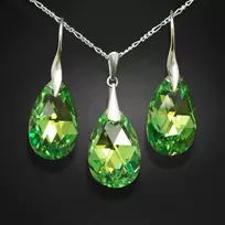 Diamond Sky Jewelry Sidabrinis papuošalų rinkinys moterims „Baroque (Peridot AB)“ su Swarovski® kristalais