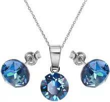 Diamond Sky Jewelry Sidabrinis papuošalų rinkinys moterims „Classic (Bermuda Mėlyna)“ su Swarovski® kristalais