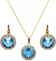 Diamond Sky Jewelry Papuošalų rinkinys moterims „Clarice (Aquamarine Mėlyna)“ su Swarovski® kristalais
