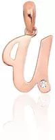Diamond Sky Jewelry Raudono aukso 585 prabos raidės pakabukas su cirkoniais „U IV“