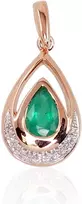Diamond Sky Jewelry Raudono aukso 585 prabos pakabukas su deimantais ir smaragdais „Royal V“