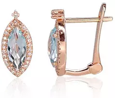 Diamond Sky Jewelry Raudono aukso 585 prabos auskarai su deimantais ir topazais „Asorti“