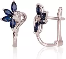 Diamond Sky Jewelry Auksiniai auskarai su deimantais ir safyrais „Crystallite II“