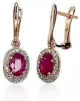 Diamond Sky Jewelry Auksiniai auskarai su deimantais ir rubinais „Saulutė III“