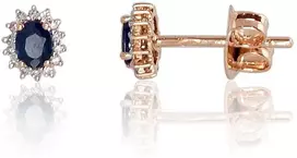 Diamond Sky Jewelry Raudono aukso 585 prabos auskarai su deimantais ir safyrais „Ferro“