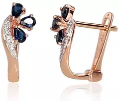 Diamond Sky Jewelry Auksiniai auskarai su deimantais ir safyrais „Imperatoriaus Karūna III“