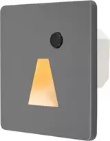 Tope Lighting Įmontuojamas kvadratinis pilkas LED laiptų šviestuvas su dienos šviesos ir IR sensoriumi "PORTOSENS" 1,5W (LA)