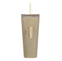 STARBUCKS Staba Starbaksu Holiday 2025 Elegant Logo Cold Cup Tumbler Champagne Gold 710ml
