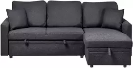 Sofa Beliani Išskleidžiamas kampas 3 asmenims NASSJO sintetinio lino juodas kairinis