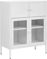 Beliani Spintelė su stiklinėmis durelėmis ESHOLT metalinė 80 cm, balta