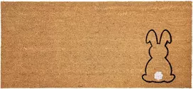 Beliani Durų kilimėlis LINGAYEN natūralios spalvos 55 x 120 cm su triušio motyvu iš kokoso pluošto