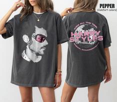Harry Styles 2026 Koncerto Dvipusis Marškinėliai Unisex Unisex Vasarinis 100% Medvilnės Drabužis Aukštos Kokybės Trumpomis Rankovėmis Viršus Streetwear M gray