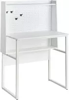 Beliani Rašomasis stalas su perforuota lenta BUXTON, baltas, 84 cm x 48 cm