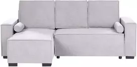 Beliani Išskleidžiama kampinė sofa EDANE, 3 vietų, pilka, su patalynės dėže, dešininė
