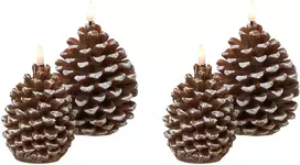 Beliani 4 LED žvakių komplektas IVRESSE kankorėžis 15/12 cm rudas