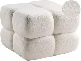 Beliani Pufas CALIENTE Boucle, kreminės baltos spalvos